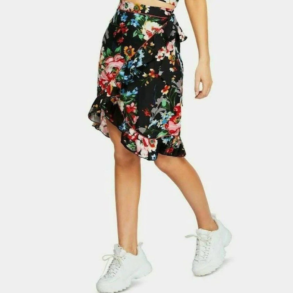 Free people floral wrap skirt